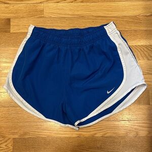 Nike Women's Royal Blue and White Athletic Shorts